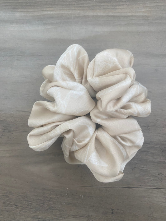 Taupe Floral Scrunchie