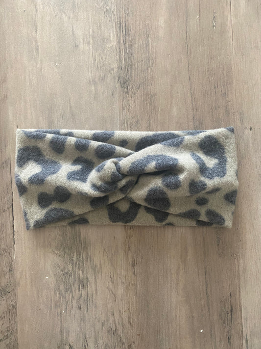 Cozy Sage Leopard Headband